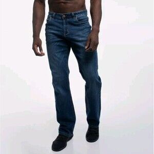 Barbell Relaxed Athletic Fit Denim Jeans 32x32 Mens Medium Distrissed Blue New